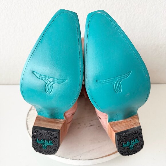 Lane Gallatin Womens Cowboy Boots 10 Pink Cowgirl Western Mid Calf Pointed Toe - Picture 8 of 11